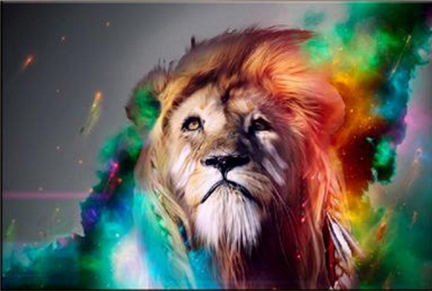 867x584 Large Special Colorful Lion Head Painting Prints On Canvas - Lion Head Painting