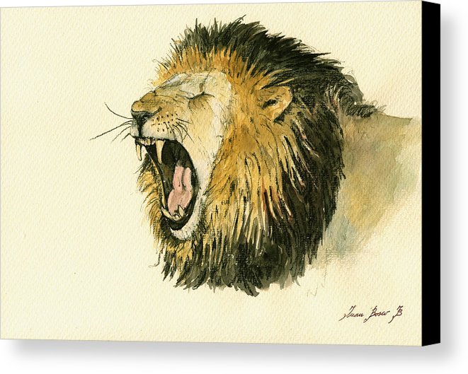 661x529 Male Lion Head Painting Canvas Print Canvas Art By Juan Bosco - Lion Head Painting