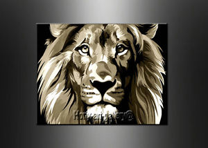 300x214 Modern Brown And White Lion Head Abstract Oil Painting Canvas Wall - Lion Head Painting