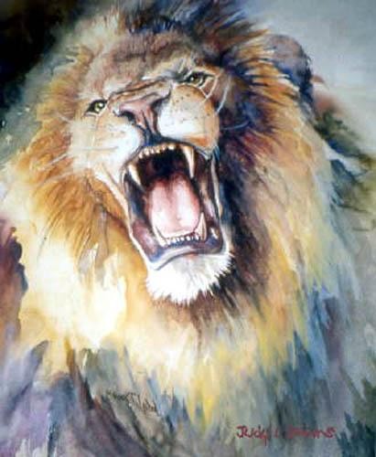 411x500 The Head Of Roaring Lion Oil Painting - Lion Head Painting