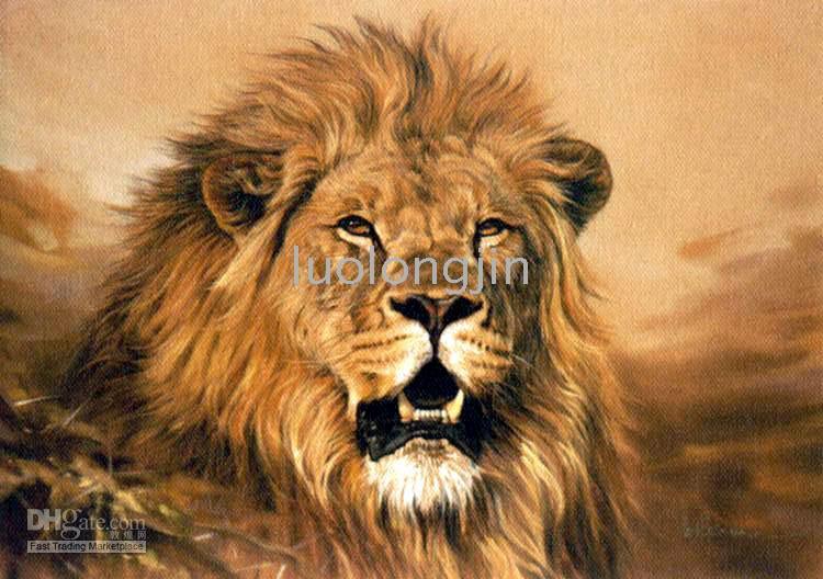 750x528 2018 100% Hand Painted 24x36 Inch Animal The Lion Head Canvas Oil - Lion Head Painting