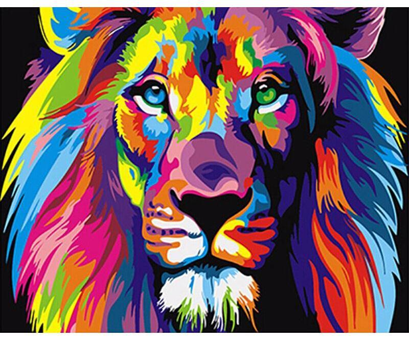 800x664 Diy Painting By Numbers - Lion Head Painting