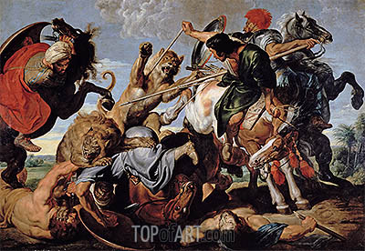 400x276 Lion Hunt Rubens Painting Reproduction 13945 Topofart - Lion Hunt Painting