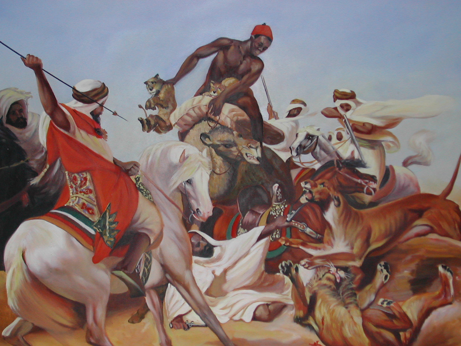 1600x1200 Lion Hunt By Orgas A M - Lion Hunt Painting