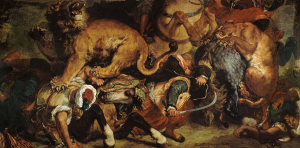 600x296 The Lion Hunt - Lion Hunt Painting