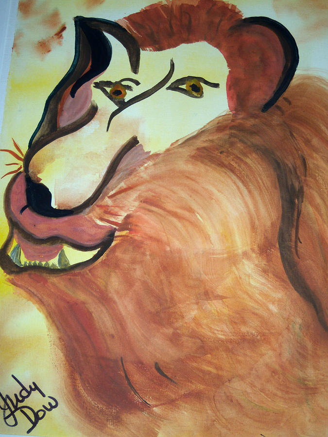 675x900 Lion King Painting By Judy Dow - Lion King Canvas Painting