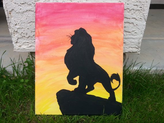 570x428 Lion King Silhouette Canvas Painting By Jennymarieartistry On Etsy - Lion King Canvas Painting