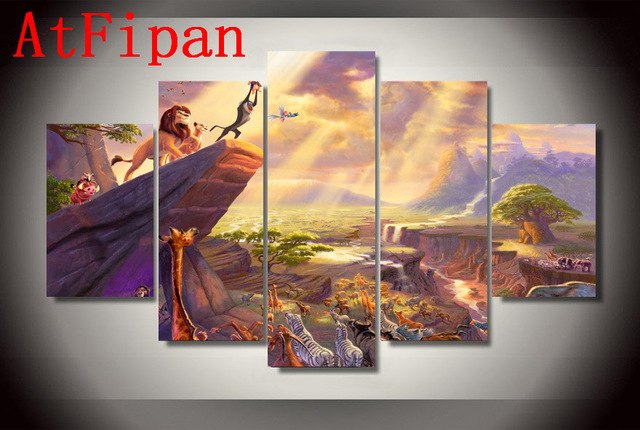 640x430 Atfipan No Frame Modular Pictures 5p Hd Printed The Lion King - Lion King Canvas Painting