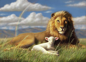 300x217 Lion Lamb Paintings Fine Art America - Lion Lamb Painting