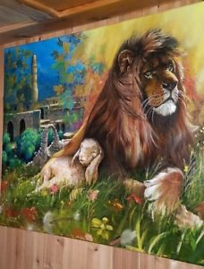 228x300 Lion And The Lamb 24x30 New D Ledet Artist. Oil Painting Ebay - Lion Lamb Painting