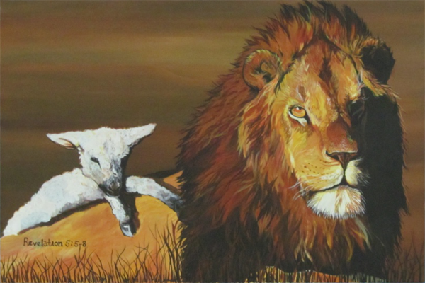 Lion Lamb Painting at PaintingValley.com | Explore collection of Lion ...