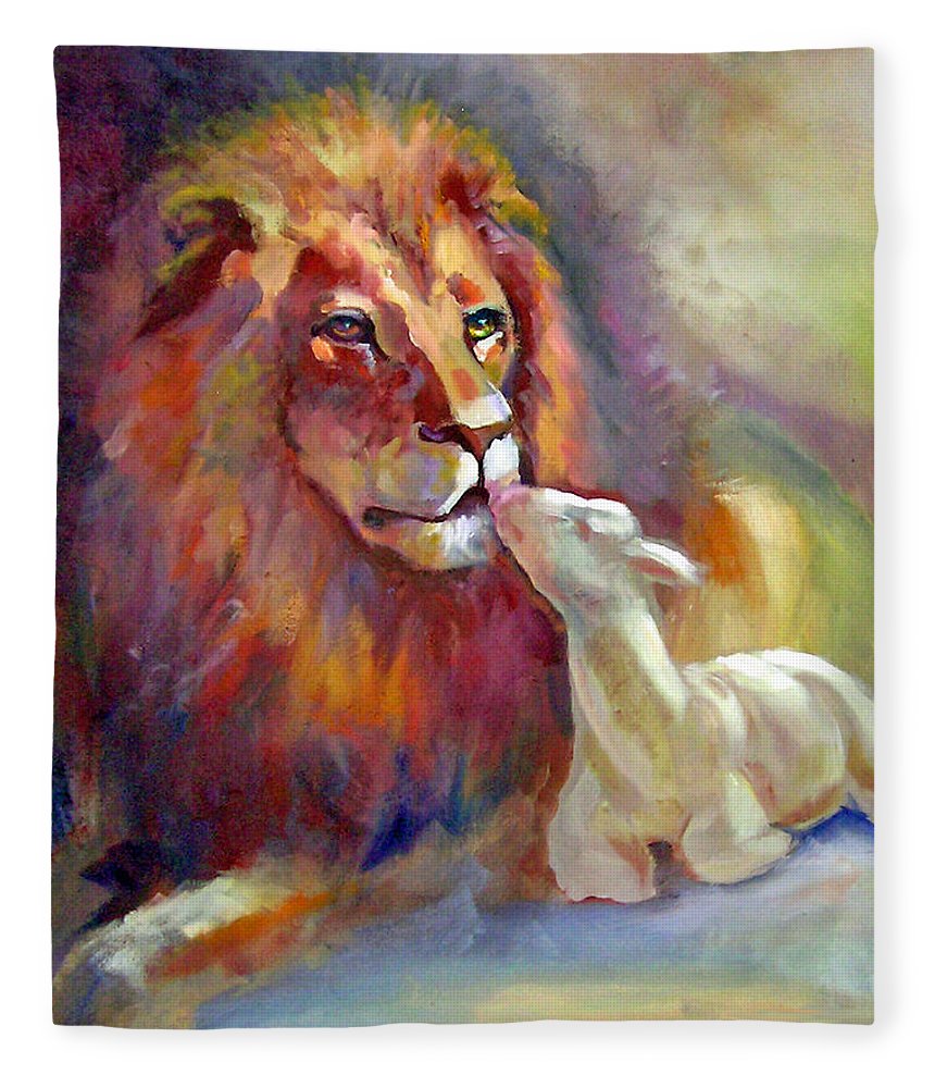860x1000 Lion Of Judah Lamb Of God Fleece Blanket For Sale By Judy Downs - Lion Of Judah Painting