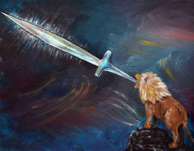 770x599 Saatchi Art The Dividing Sword From The Lion The Tribe - Lion Of The Tribe Of Judah Painting