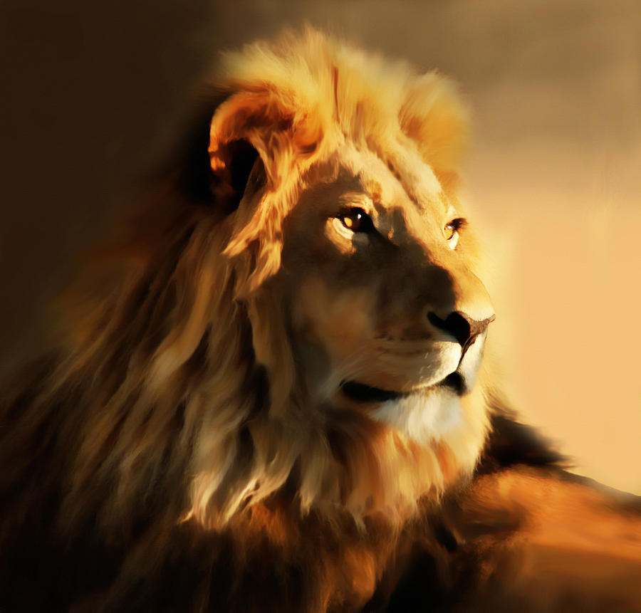 900x861 King Lion Of Africa Painting By Georgiana Romanovna - Lion Painting