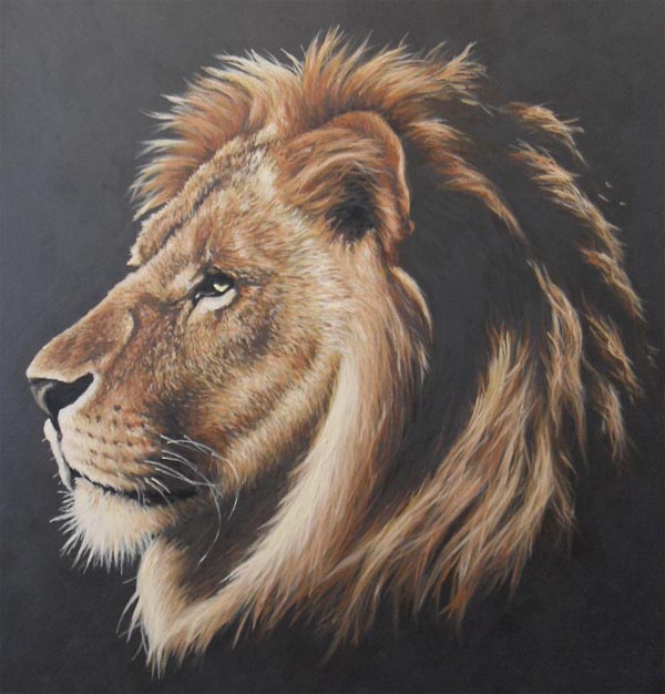 600x626 Lion Portrait Painting By Jonmckenzie - Lion Painting