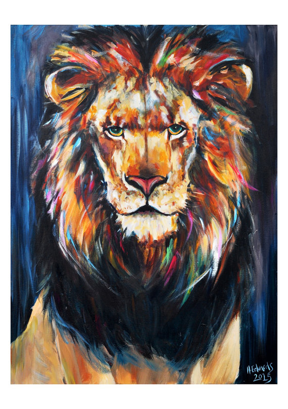 570x807 Lion Painting Print A4 Limited Edition - Lion Painting