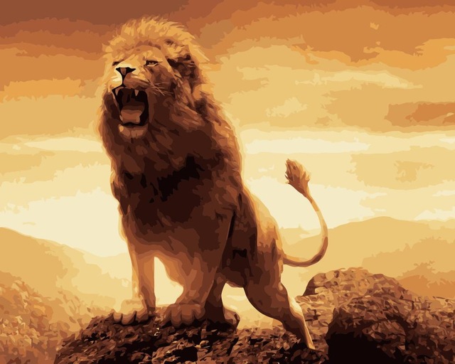 640x512 Mahuaf I1006 Tribal Lion Painting By Numbers Animal Art Canvas - Lion Painting