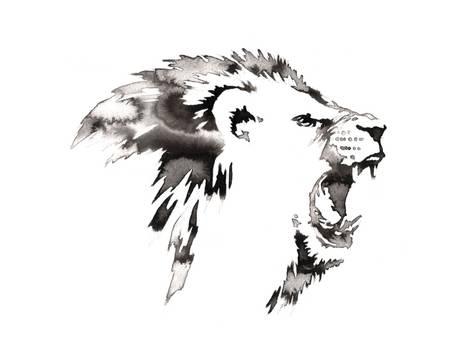 473x355 Black And White Painting With Water And Ink Draw Lion Illustration - Lion Painting Black And White