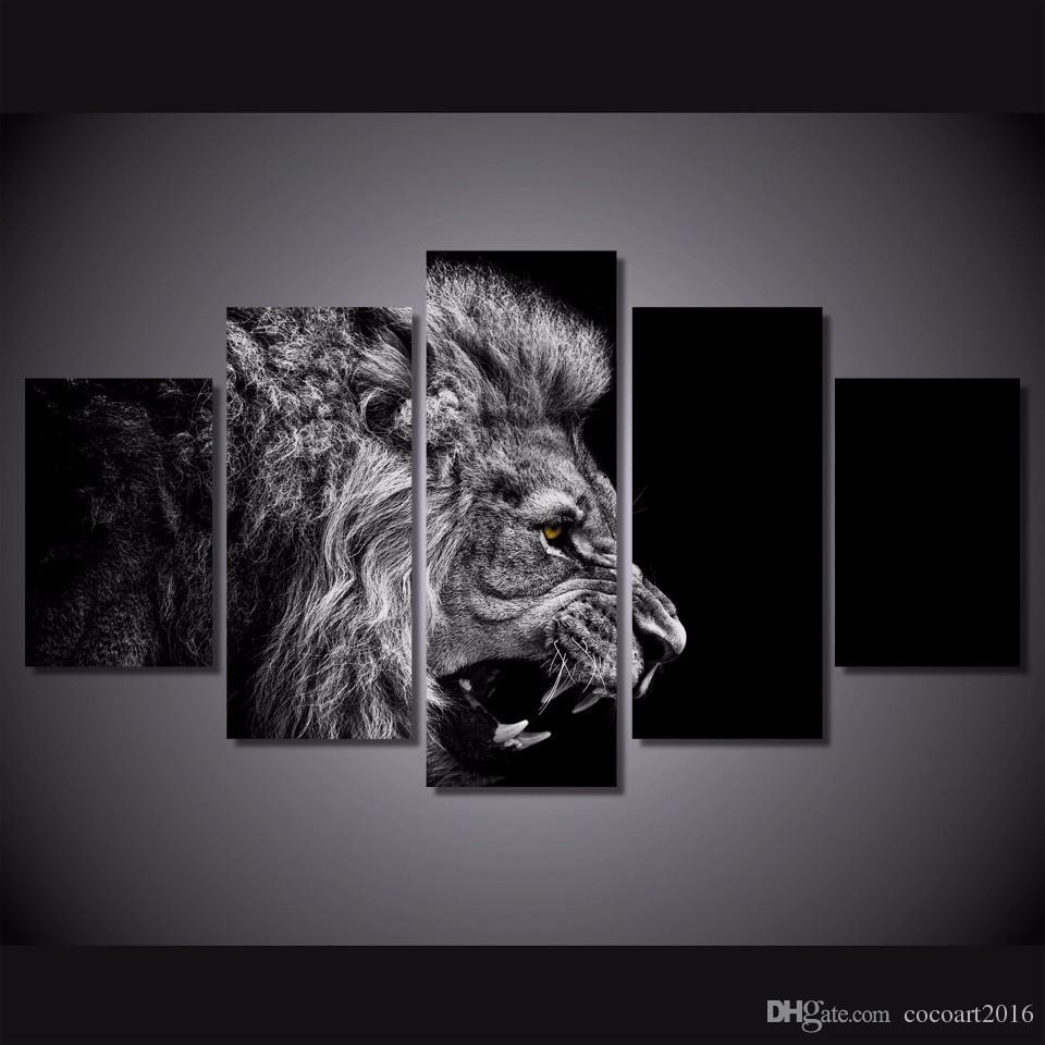 960x960 2018 Framed Hd Printed Black White Lion Picture Wall Art Canvas - Lion Painting Black And White