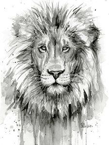225x300 Lion Painting Black And White - Lion Painting Black And White