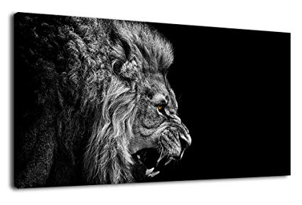 425x289 Artewoods Canvas Wall Art Lion Painting Modern Large - Lion Painting Black And White