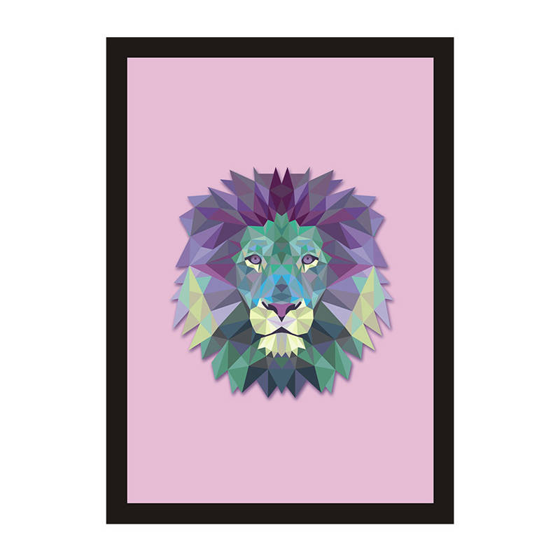 800x800 Geometric Abstract Animal Lion Head Canvas Art Decorative Painting - Lion Painting For Kids