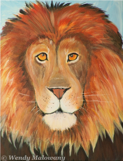 498x648 In Like A Kids March Break Paint Party Wendy Malowany - Lion Painting For Kids