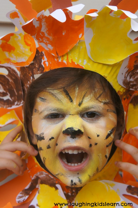 550x826 Simple Face Painting Design Of A Lion - Lion Painting For Kids