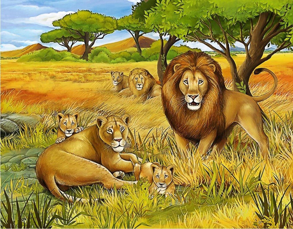 1000x781 Wholesale 3d Space Mural Wall Papers Animal Lion Painting Kids - Lion Painting For Kids