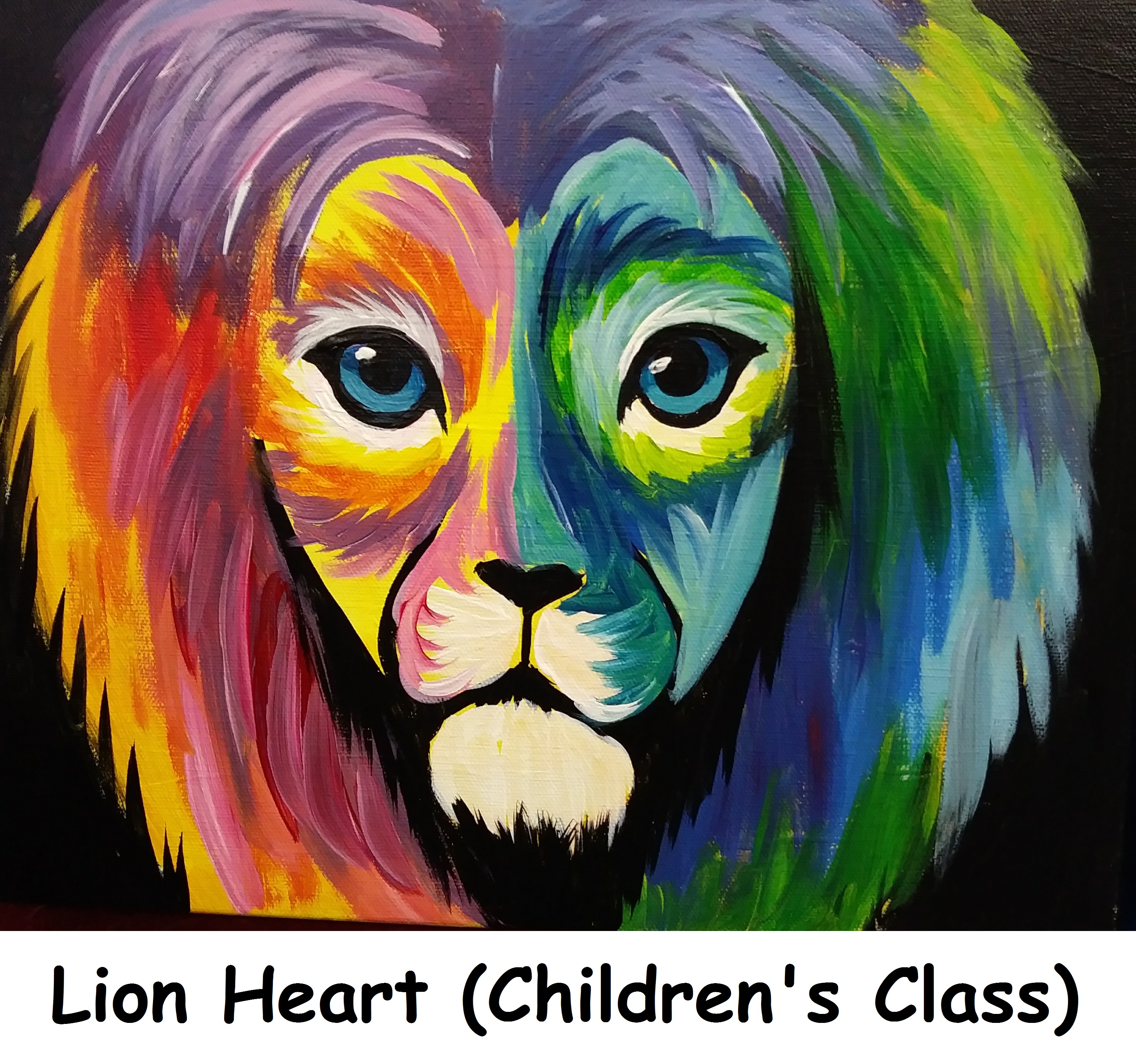 3288x3080 69. Kids Lion Heart - Lion Painting For Kids