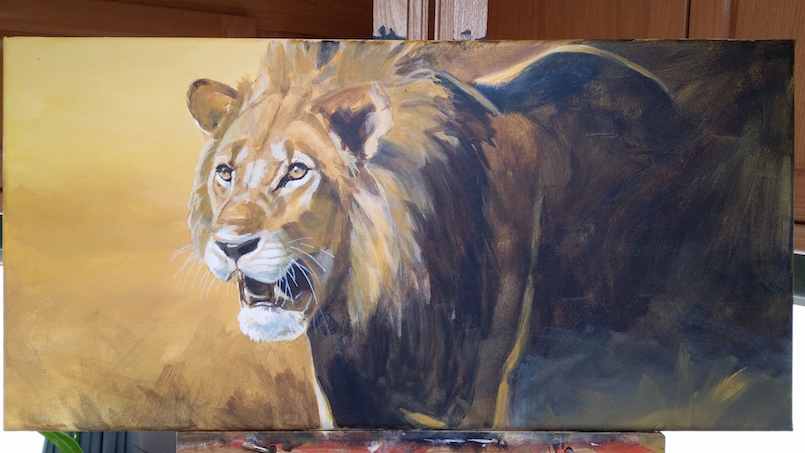 805x453 How To Paint A Male Lion In Acrylics Arttutor - Lion Painting Images
