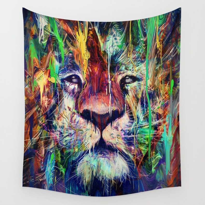 850x850 Lion Painting Tapestry Wall Hanging Decoration Addyzeal - Lion Painting Images