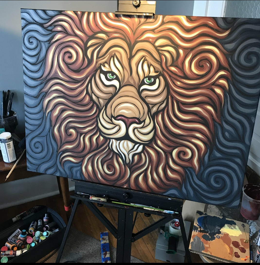 1069x1090 This Lion Painting (Repost From Rpics) Oddlysatisfying - Lion Painting Images