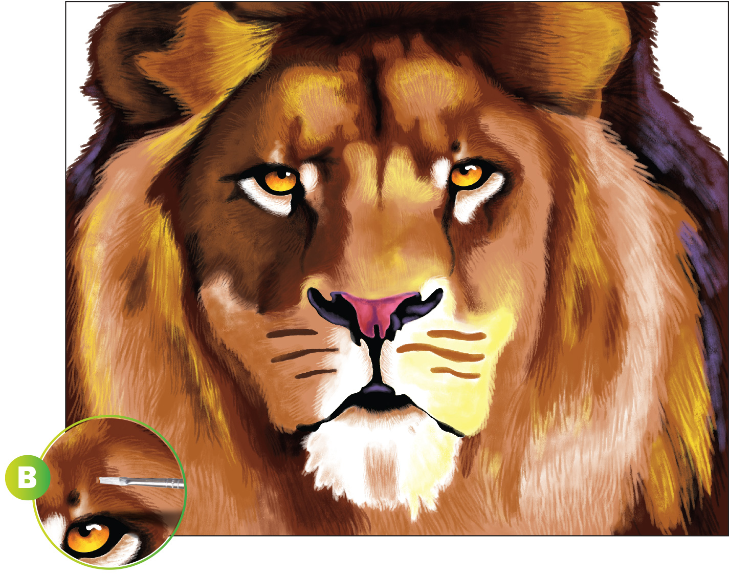 1425x1121 Acrylic Painting African Lion - Lion Painting Images