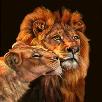 350x350 Animal Style Lions Picture Paintings Art On Canvas - Lion Painting Images