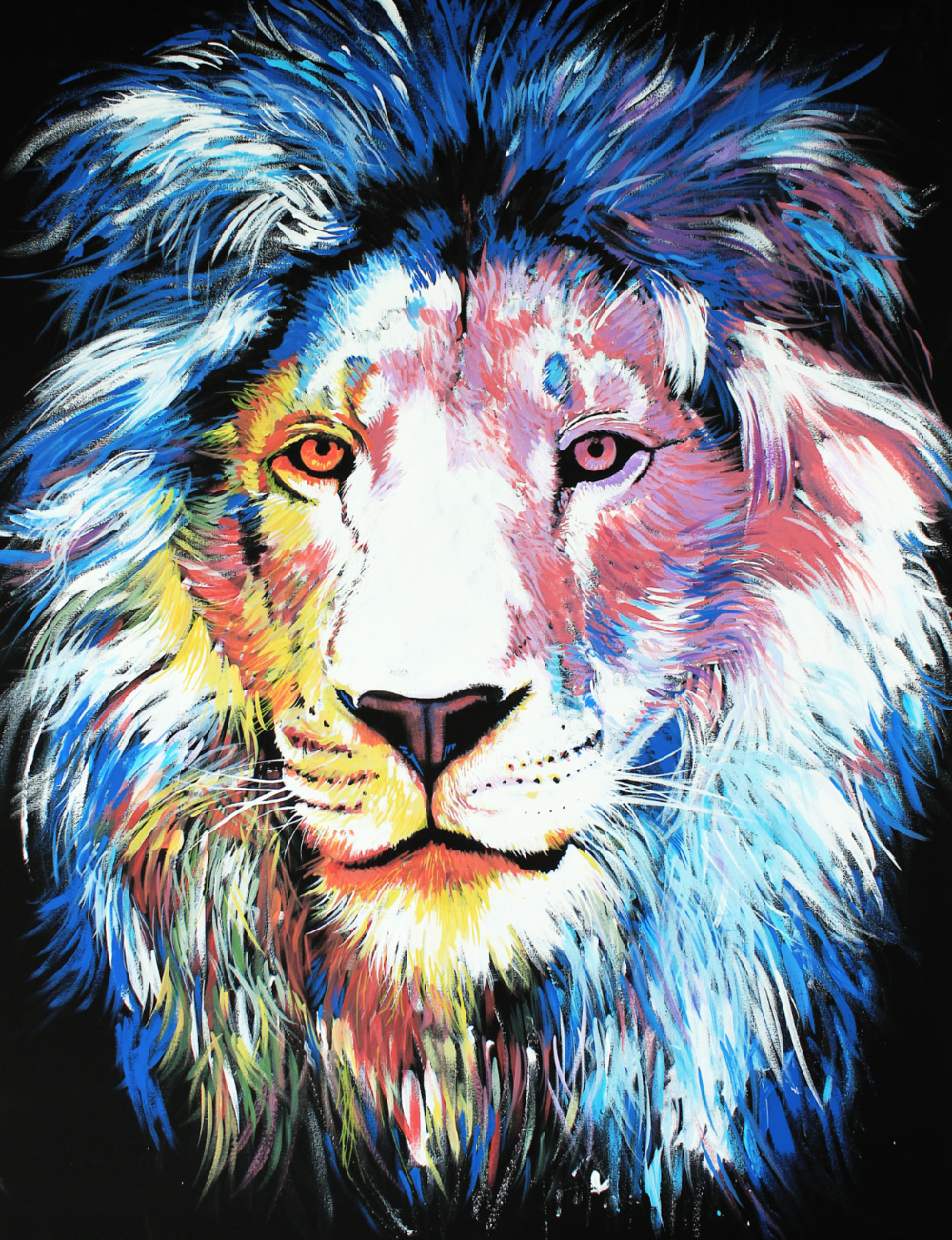 1000x1302 Colorful Lion Painting - Lion Painting Images