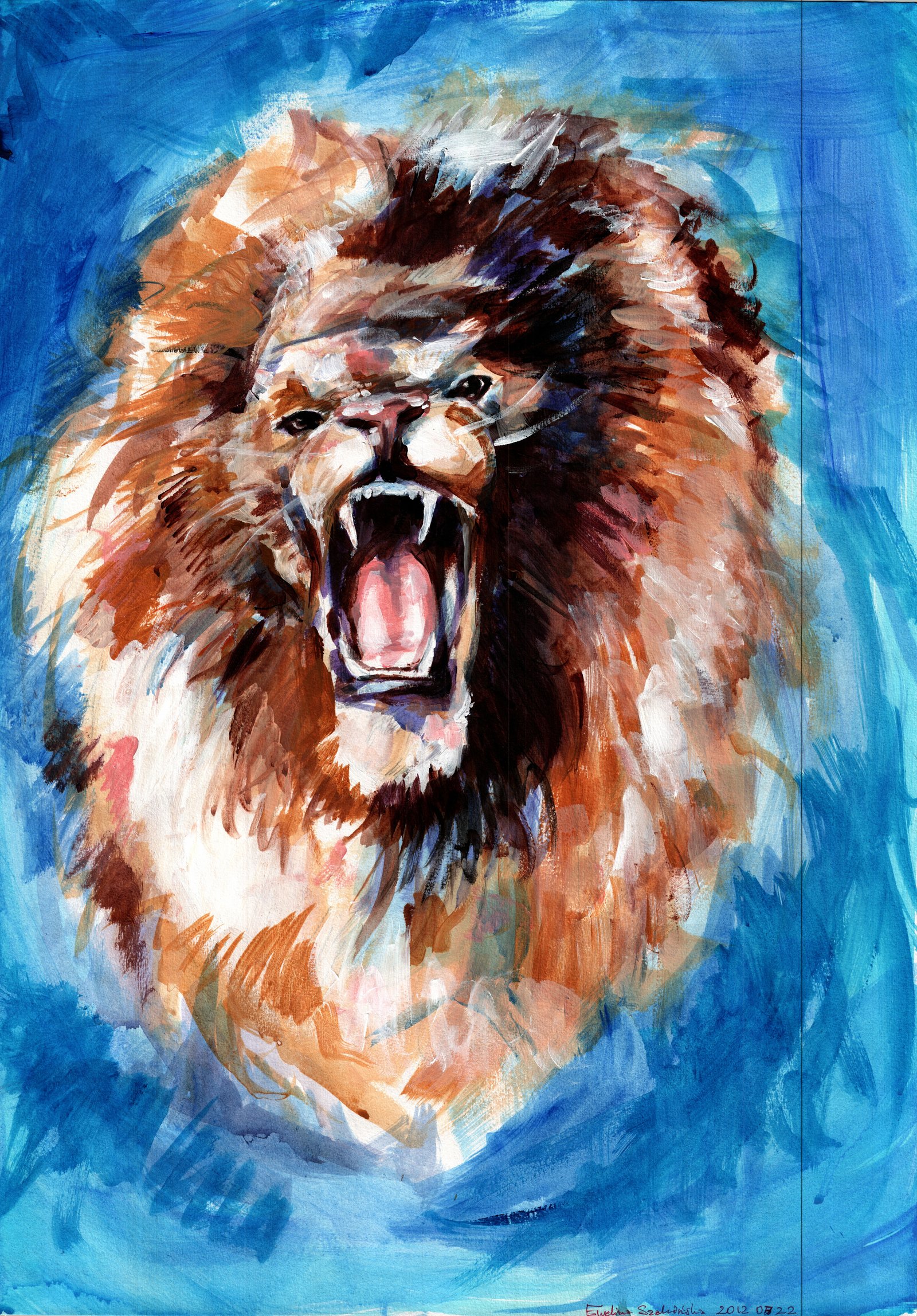 1600x2296 Roaring Lion By Crocincrocs - Lion Roaring Painting