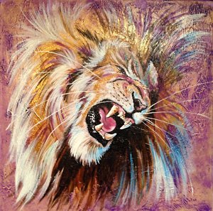 300x297 Lion Roar Art - Lion Roaring Painting