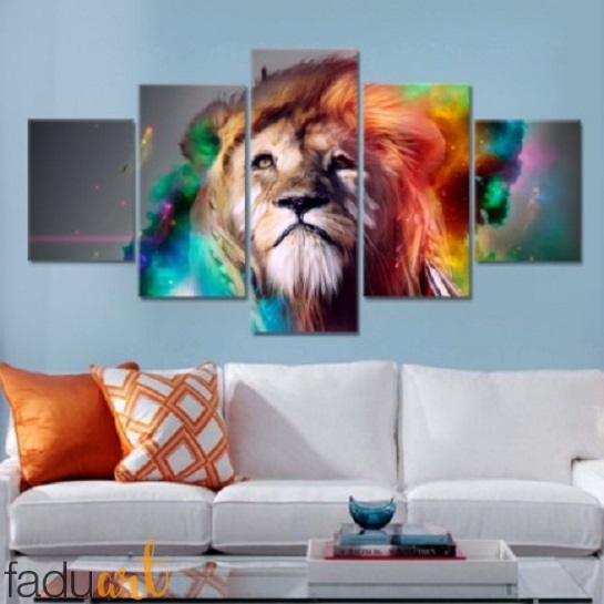 545x545 Multicolor Lion Wall Painting For Living Room Fadu Art - Lion Wall Painting