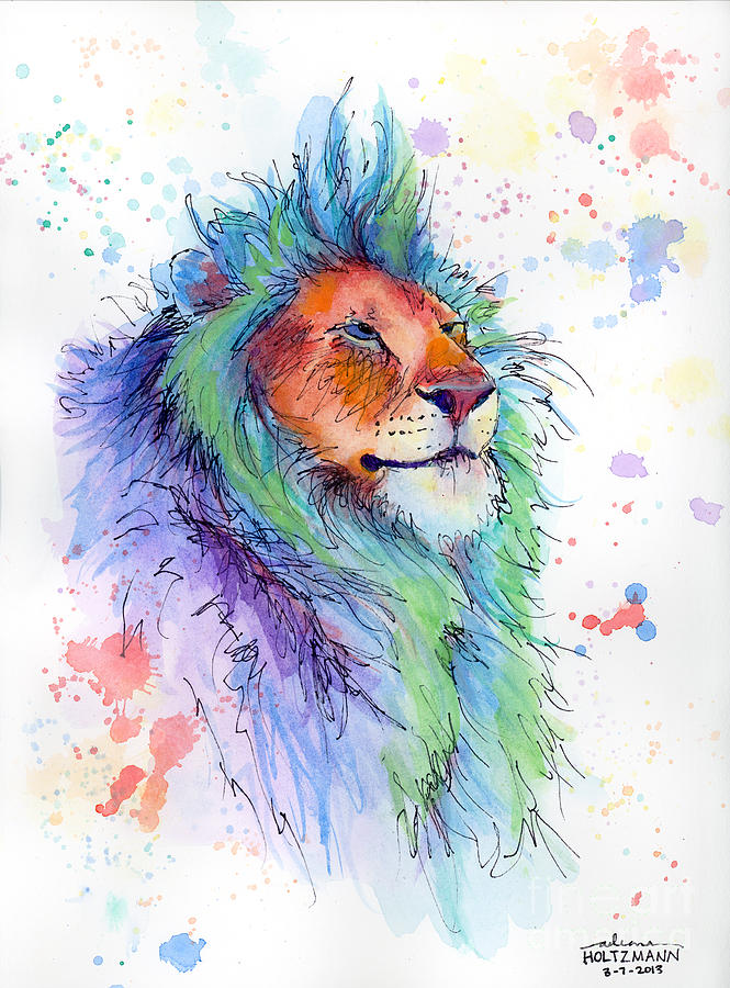 665x900 Easter Lion Painting By Arleana Holtzmann - Lion Watercolor Painting