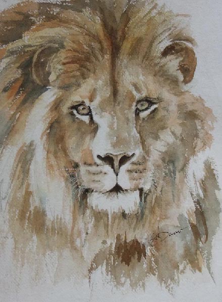 440x600 Lion Watercolour.41. - Lion Watercolor Painting