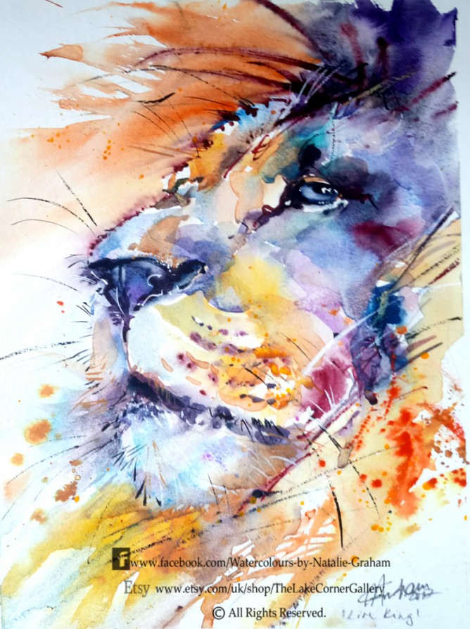 668x894 Natalie Graham - Lion Watercolor Painting