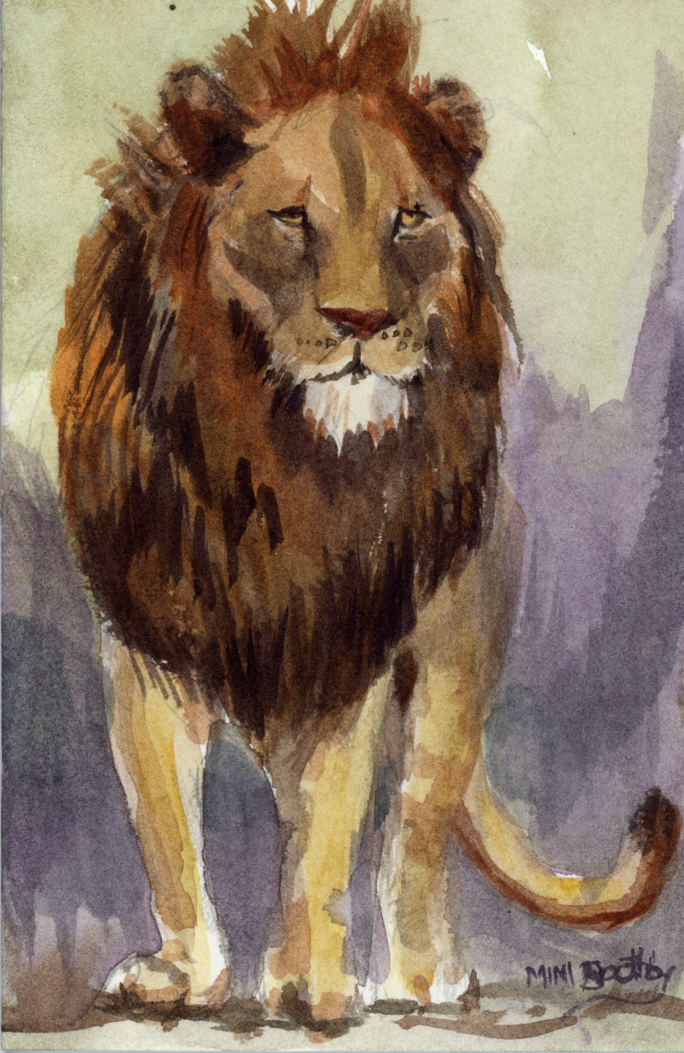 768x1181 World Lion Day Watercolors By Mimi Torchia Boothby - Lion Watercolor Painting