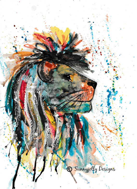 570x783 Giclee Print Lion Watercolour Print Lion Art Watercolour - Lion Watercolor Painting