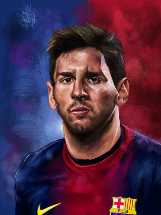525x700 Leo Messi Painting Art Portrait Fc Barcelona Huge Giant Wall Print - Lionel Messi Painting