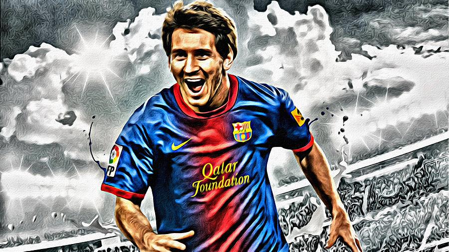 900x506 Lionel Messi Celebration Poster Painting By Florian Rodarte - Lionel Messi Painting