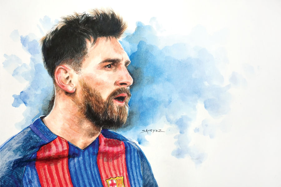 900x600 Lionel Messi Painting By Artist Shreyas Pailkar - Lionel Messi Painting