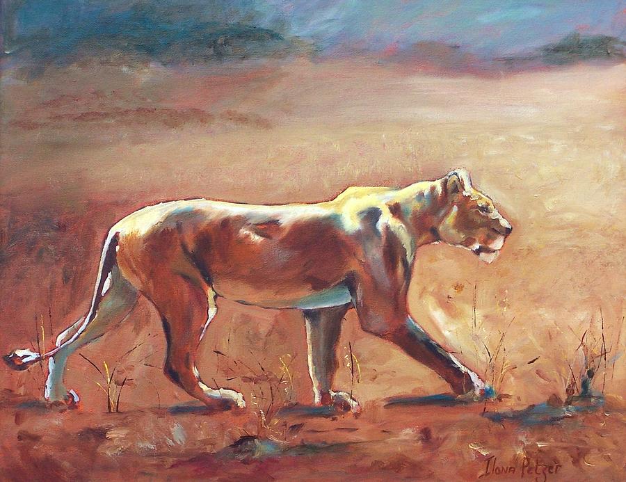 900x693 Lioness Painting By Ilona Petzer - Lioness Painting
