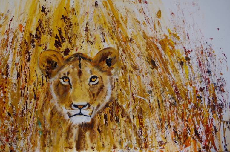 770x509 Saatchi Art Lioness Painting By Lesley Omara - Lioness Painting