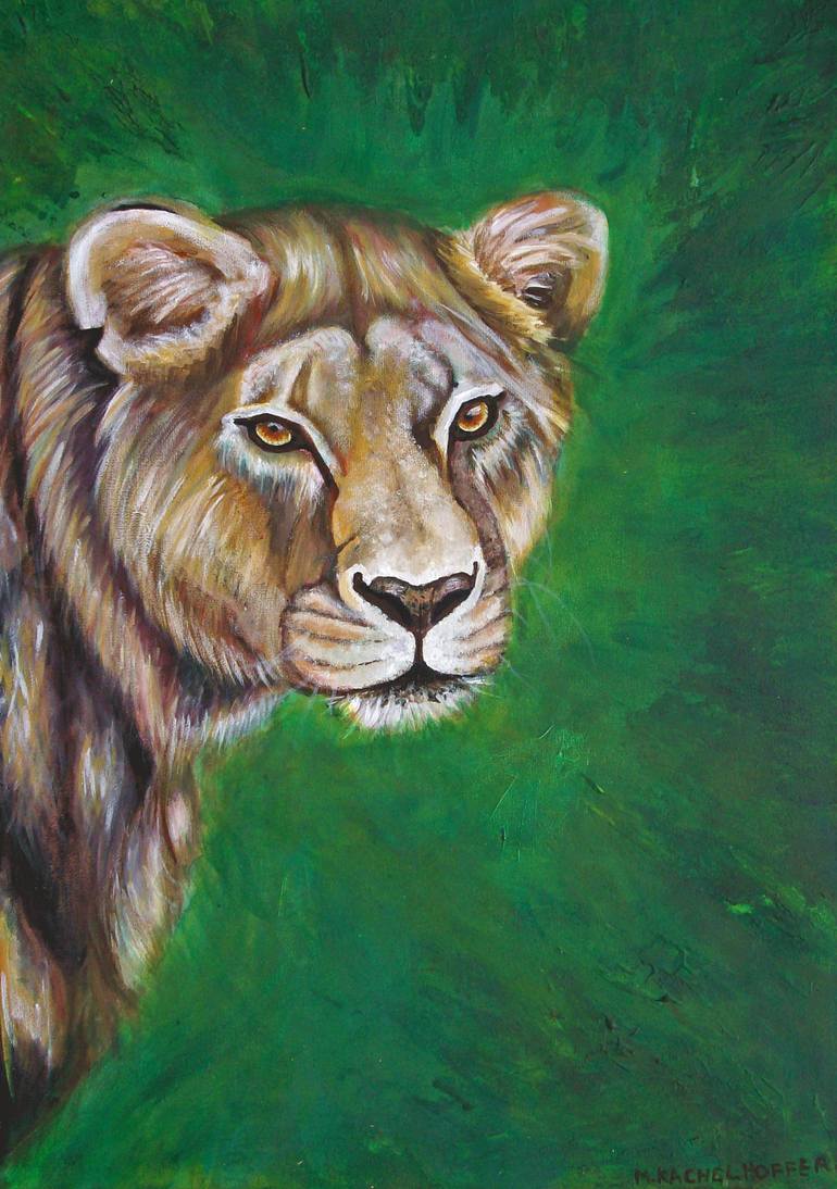 770x1094 Saatchi Art Lioness Painting By Marizza Kachelhoffer - Lioness Painting
